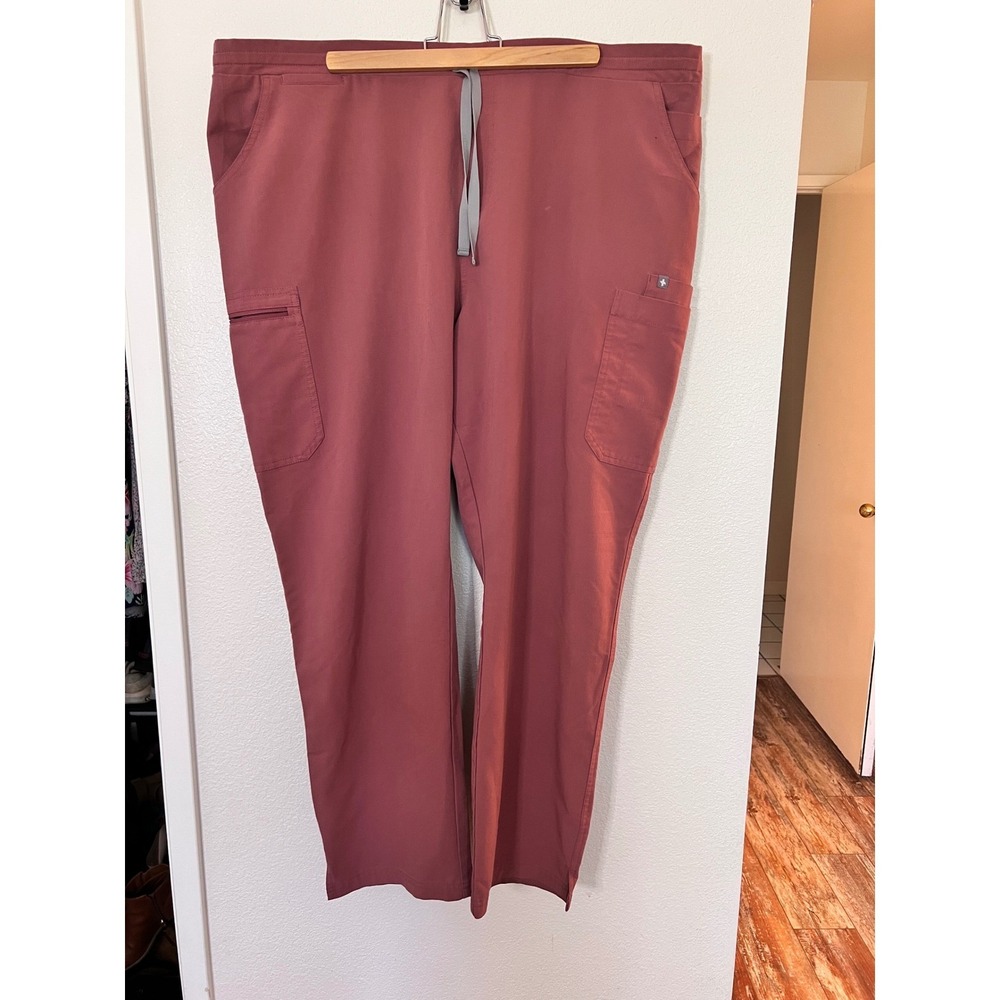 FIGS Technical Collection Scrub‎ Pants XXL Mauve Pink Cargo Drawstring Medical
